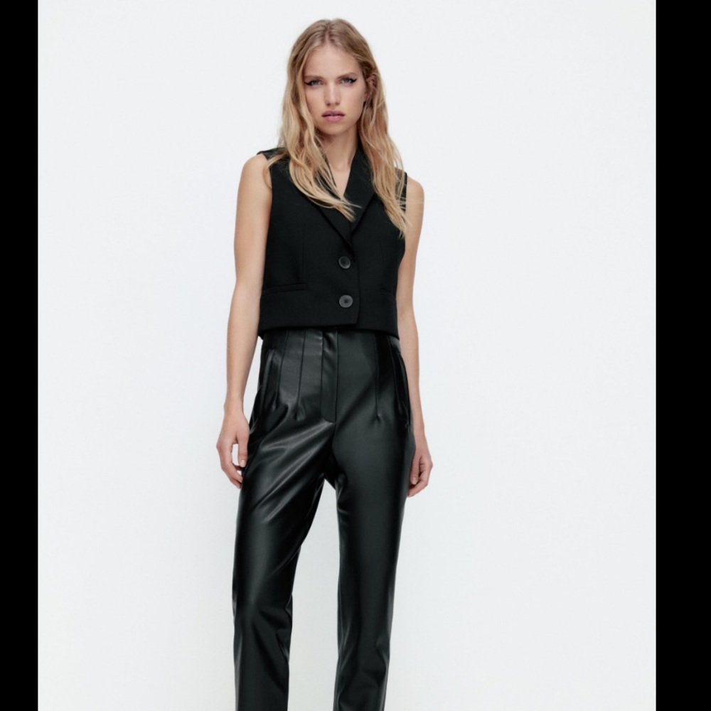 ZARA high rise faux leather high waisted pants